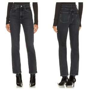 Agolde High Rise Stove Pipe Jeans Metal Black Charcoal Size 29